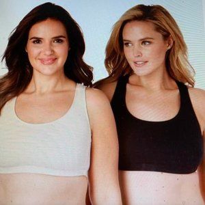 Comfort Choice Sports Bra 2 Pack Black and Beige NEW 1X
